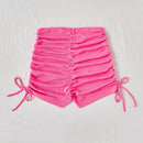 WYWH Pantalones Cortos Casuales Para Mujeres Con Textura De Volantes Y Estilo De Playa En Rosa
