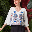 Mulvari Blusa De Manga Murcielago De Mujer Con Estampado De Anacardo