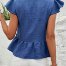 LUNE Blusa De Manga Corta Para Mujer Con Cierre Frontal Abotonado