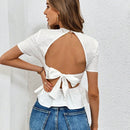 Essnce Camisa Casual Tejida Sin Espalda Con Textura Blanca Primavera/verano Para Mujer