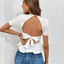Essnce Camisa Casual Tejida Sin Espalda Con Tetura Blanca Primavera/verano Para Mujer