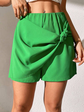 Prive Shorts De Nudo Retorcido De Color Solido Para Mujer