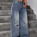 ICON Jeans Lavados Y Rasgados Con Pierna Ancha