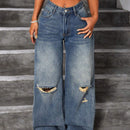 ICON Jeans Lavados Y Rasgados Con Pierna Ancha