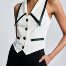 BIZwear Camisa Sin Mangas Para Mujer Con Bloques De Color Y Ribete De Contraste