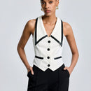 BIZwear Camisa Sin Mangas Para Mujer Con Bloques De Color Y Ribete De Contraste