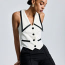 BIZwear Camisa Sin Mangas Para Mujer Con Bloques De Color Y Ribete De Contraste
