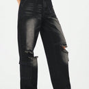 Forever 21 Jeans De Pierna Ancha Suelta Rasgados Y Lavados
