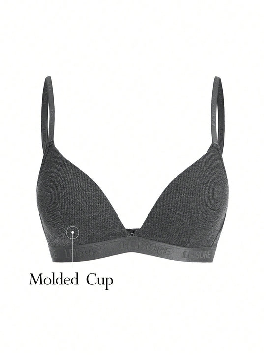 Leisure solido inalambrico sujetador de tejido de punto acanalado