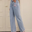 Forever 21 Jeans De Pierna Recta De Mezclilla Con Cinta Decorativa De Los Anos 90