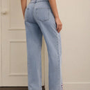 Forever 21 Jeans De Pierna Recta De Mezclilla Con Cinta Decorativa De Los Anos 90