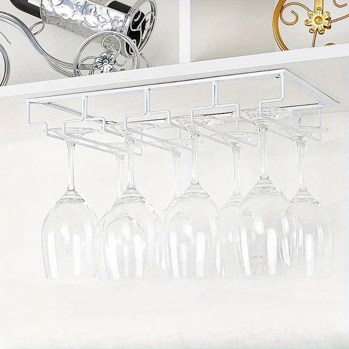 Soporte para Copas de Vino Invertido de Acero Inoxidable - Estante para Tazas de Cocina y Bar que Ahorra Espacio, Perfecto para Uso Doméstico y en Restaurantes