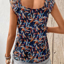Frenchy Camisa Articulada De Malla Para Mujer Con Mangas Voladoras Estampadas Con Hilo Dorado Y Diseno De Hojas