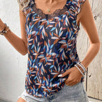 Camisa Articulada De Malla Para Mujer Con Mangas Voladoras Estampadas Con Hilo Dorado Y Diseno De Hojas