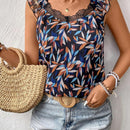 Camisa Articulada De Malla Para Mujer Con Mangas Voladoras Estampadas Con Hilo Dorado Y Diseno De Hojas
