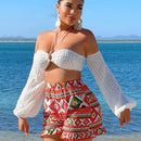 SXY Shorts Impresos Elasticos De Estilo Boho Con Cintura Elastica Para Vacaciones De Verano En La Playa Con Dobladillo Con Volantes