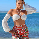 SXY Shorts Impresos Elasticos De Estilo Boho Con Cintura Elastica Para Vacaciones De Verano En La Playa Con Dobladillo Con Volantes
