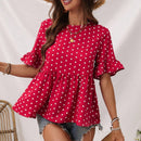 LUNE Blusa De Lunares Con Volantes Para La Parte Inferior Para Mujer