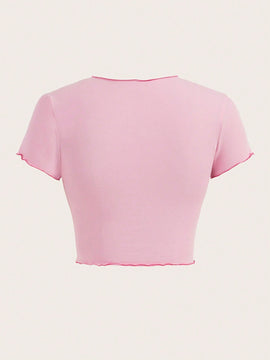 Neu Divertidas Y Etravagantes Camisetas Crop De Verano Con Diseno De Dopamina En Color Rosa