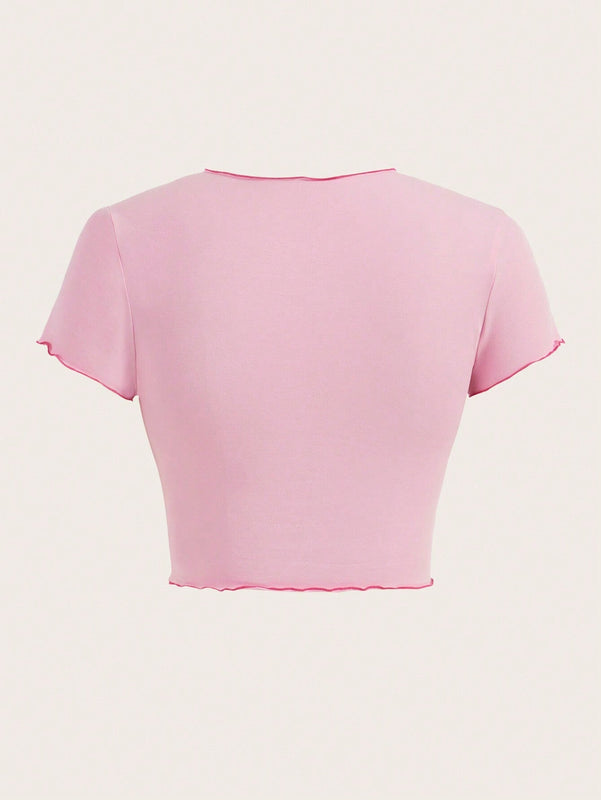Neu Divertidas Y Etravagantes Camisetas Crop De Verano Con Diseno De Dopamina En Color Rosa