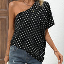 LUNE Camisa De Mujer Con Estampado De Lunares Y Cuello Asimetrico