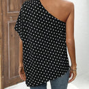 LUNE Camisa De Mujer Con Estampado De Lunares Y Cuello Asimetrico