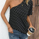 LUNE Camisa De Mujer Con Estampado De Lunares Y Cuello Asimetrico