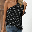 LUNE Camisa De Mujer Con Estampado De Lunares Y Cuello Asimetrico