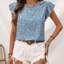 LUNE Camisa De Vacaciones En La Playa Informal Con Cuello Redondo Y Mangas Voladoras Para Mujer Con Detalle De Volantes Y Estampado Floral