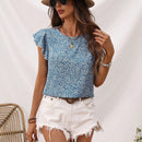 LUNE Camisa De Vacaciones En La Playa Informal Con Cuello Redondo Y Mangas Voladoras Para Mujer Con Detalle De Volantes Y Estampado Floral