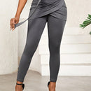 Lady pantalones casuales ajustados de unicolor 2 en 1 para mujer