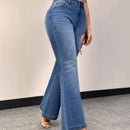 Prive Jeans Acampanados Lavados Con Detalles Desgastados