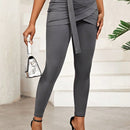 Lady pantalones casuales ajustados de unicolor 2 en 1 para mujer