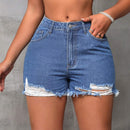 SXY Pantalones Cortos De Mezclilla Con Dobladillo Deshilachado