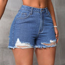SXY Pantalones Cortos De Mezclilla Con Dobladillo Deshilachado