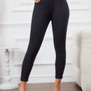 LUNE Pantalones casuales de cintura alta y ajuste delgado en unicolor para mujer