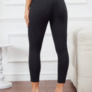 LUNE Pantalones casuales de cintura alta y ajuste delgado en unicolor para mujer