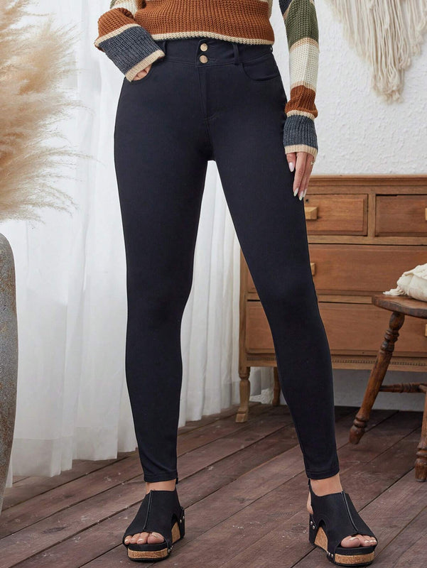 LUNE Pantalones de cintura alta y ajuste cenido para mujer