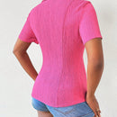 Slayr Camisa De Manga Corta Con Cintura Ajustable, Diseno De Textura Simple