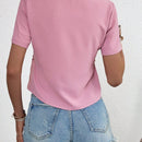 VCAY Camisa Con Parche De Bordado Y Tejido Calado Con Lazada Al Frente