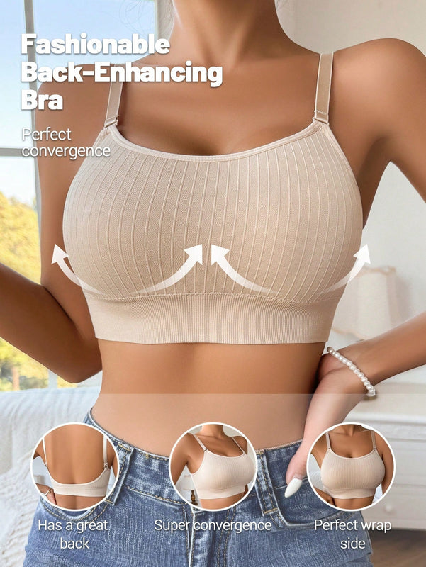 Sujetador De Confort Para Mujeres Sin Costuras, Sin Alambre, Con Cuello En U Profundo Y Espalda Descubierta