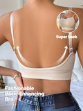 Sujetador De Confort Para Mujeres Sin Costuras, Sin Alambre, Con Cuello En U Profundo Y Espalda Descubierta