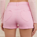 Forever 21 Shorts De Mezclilla De Mujer Con Patron De Corazon Rosado De La Llamada De Los Anos 90