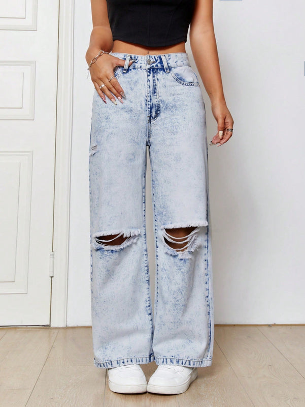 PETITE Jeans De Mujer De Ajuste Holgado Y Desgastados