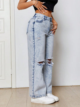 PETITE Jeans De Mujer De Ajuste Holgado Y Desgastados
