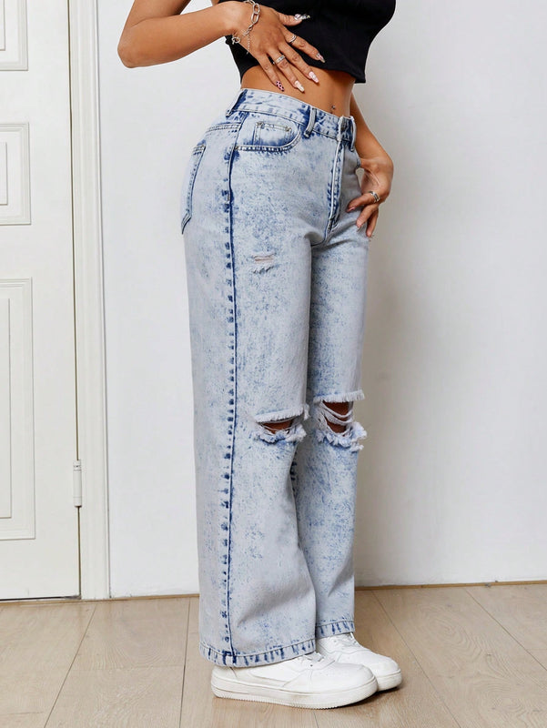 PETITE Jeans De Mujer De Ajuste Holgado Y Desgastados