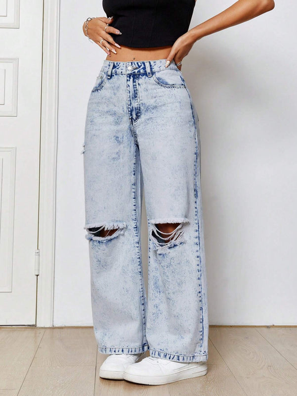 PETITE Jeans De Mujer De Ajuste Holgado Y Desgastados