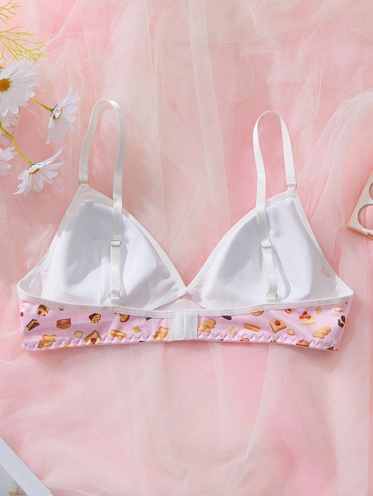 Sujetador De Cobertura Completa Para Mujer Con Estampado De Comida