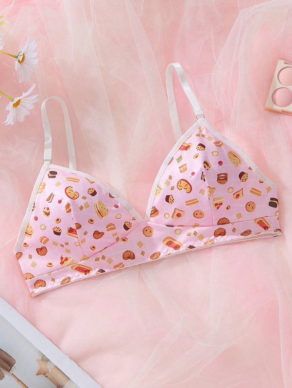 Sujetador De Cobertura Completa Para Mujer Con Estampado De Comida