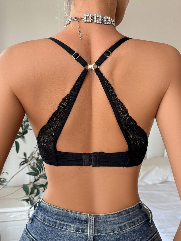 Sosten Hueco Con Encaje Y Sin Espalda Para Mujer